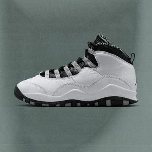AIR JORDAN 10 RETRO 'STEEL' (GS) - WHITE/BLACK