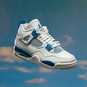 AIR JORDAN 4 RETRO 'MILITARY BLUE' - OFF WHITE/MILITARY BLUE