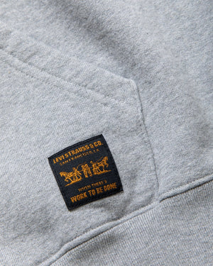 Levi's Workwear PO Hoodie - Silver Heather Gray Brushed Fleece