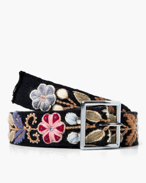 Nahmias Crochet Floral Belt - Black