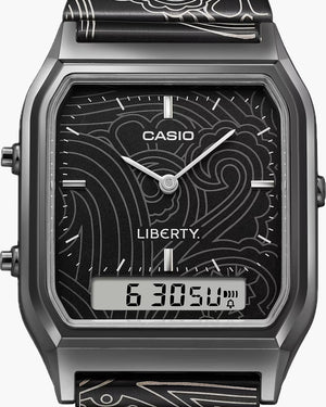 Liberty London x Casio Vintage AQ230 Analog-Digital Watch - Gunmetal Grey/Black