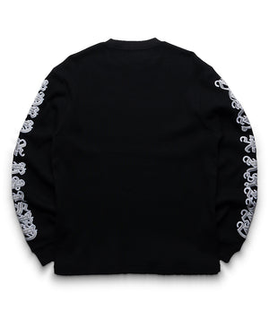 Born x Raised Gothic Embroidered Waffle Thermal - Black