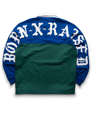 Born x Raised Color Blocked Rugby Shirt - Blue/Green