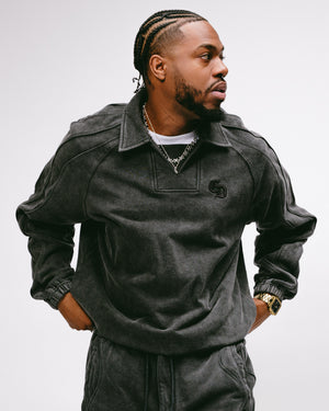 Criminal Damage Wavy Seam Training Pullover - Washed Black