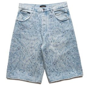 Purple Brand Embellished Denim Shorts - Light Indigo