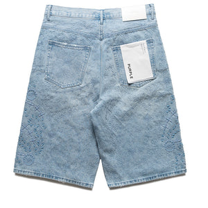 Purple Brand Embellished Denim Shorts - Light Indigo