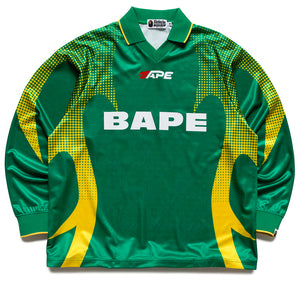 A Bathing Ape Flame Monogram Jacquard Logo Football Jersey - Green