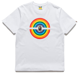 A Bathing Ape Rainbow Logo Busy Works Tee - White