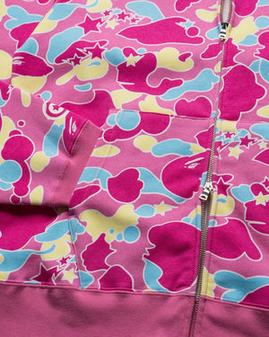 A Bating Ape Sta Camo Shark Full Zip Hoodie - Pink