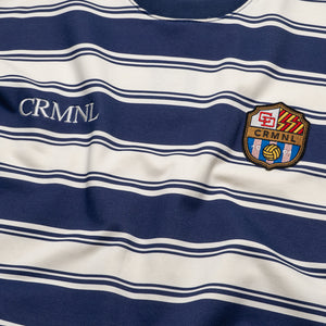 Criminal Damage Striped FC Sweatshirt - Navy/Cream