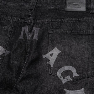 Criminal Damage Laser Print Logo Jeans - Washed Black