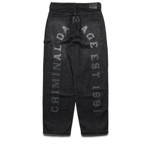 Criminal Damage Laser Print Logo Jeans - Washed Black