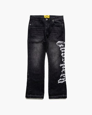 Godspeed New York OG Logo Flared Denim Printed - Grey Wash
