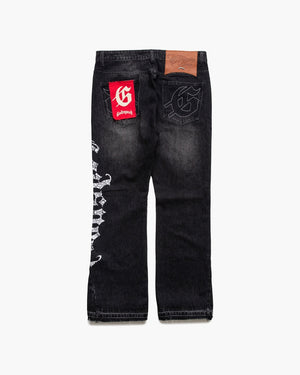 Godspeed New York OG Logo Flared Denim Printed - Grey Wash