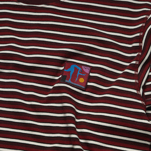 Parra Tripped Stripes Pique L/S Tee - Dark Red