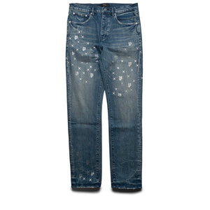 Purple Brand Mid Rise Slim Straight Leg Vintage Monogram Bling Jean - Mid Indigo