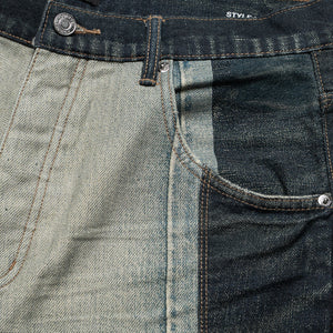 Purple Brand Upside Down Denim Shorts - Light Indigo/Mid Indigo