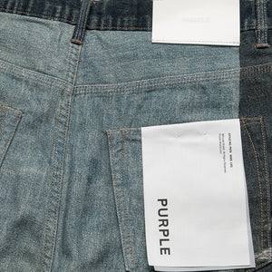Purple Brand Upside Down Denim Shorts - Light Indigo/Mid Indigo