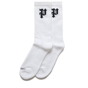 Purple Brand Core Gothic P Crew Socks - White