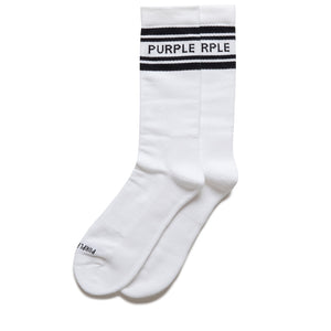 Purple Brand Wordmark Crew Socks - White