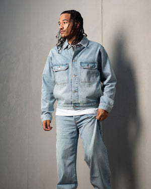 Stussy Denim Trucker Jacket - Light Wash Indigo