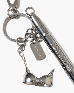 Nahmias Novelty Lighter & Cigarette Keychain - Silver